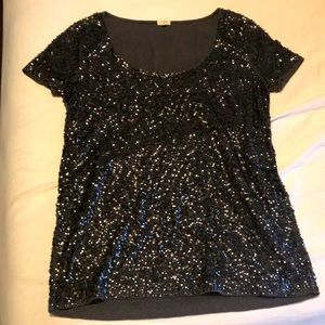 J Crew Scoop Neck Sequin Top